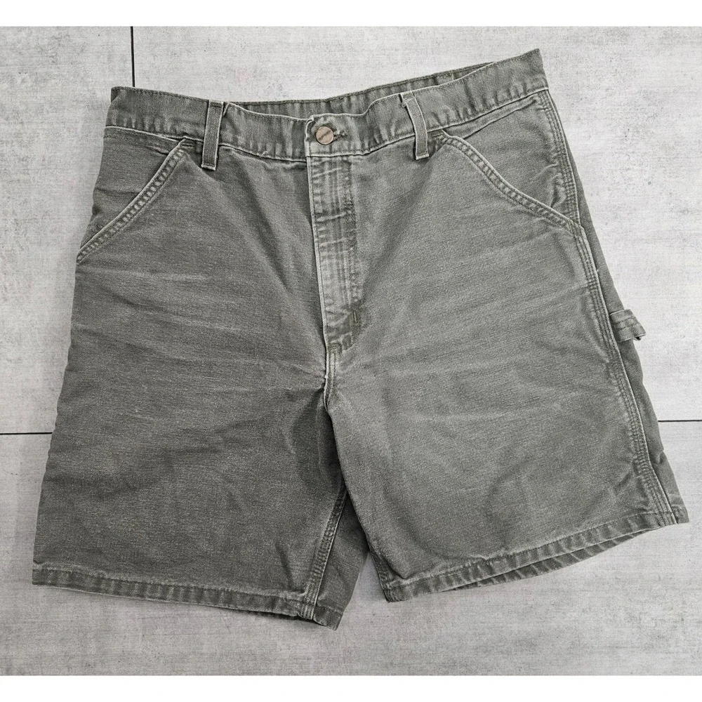 Carhartt B25 MOS Green Duck Carpenter Work Shorts Mens 34 Made in USA Vintage
